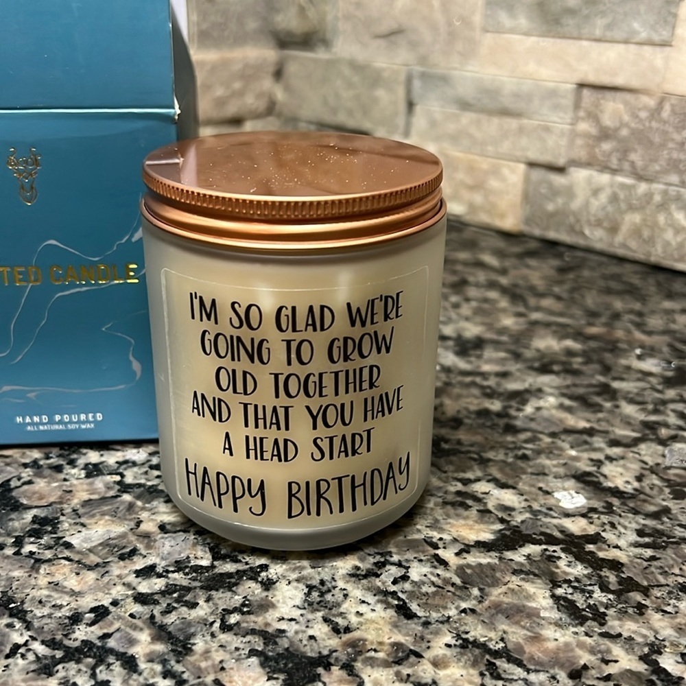 Happy Birthday Scented Candle with Copper Lid